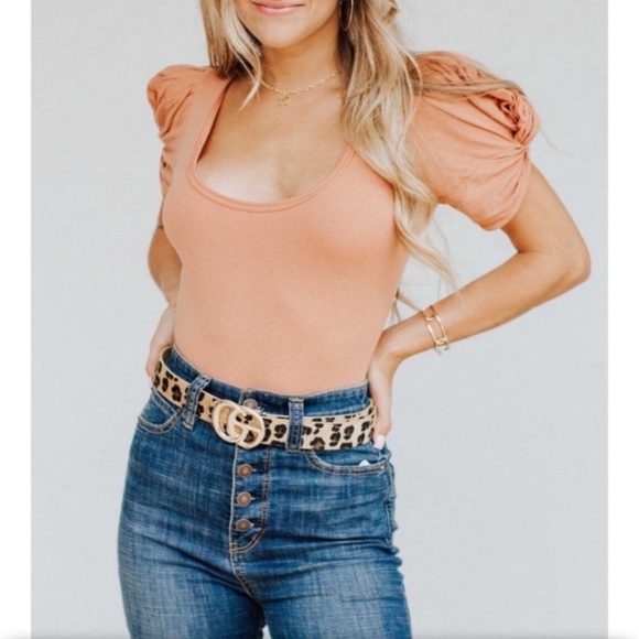 NWT-Free People Sweet Twist Puff Sleeve Bodysuit - Picture 14 of 14